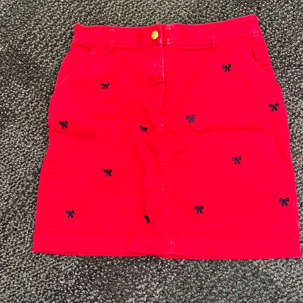 Brooks Brothers red skirt with navy bows